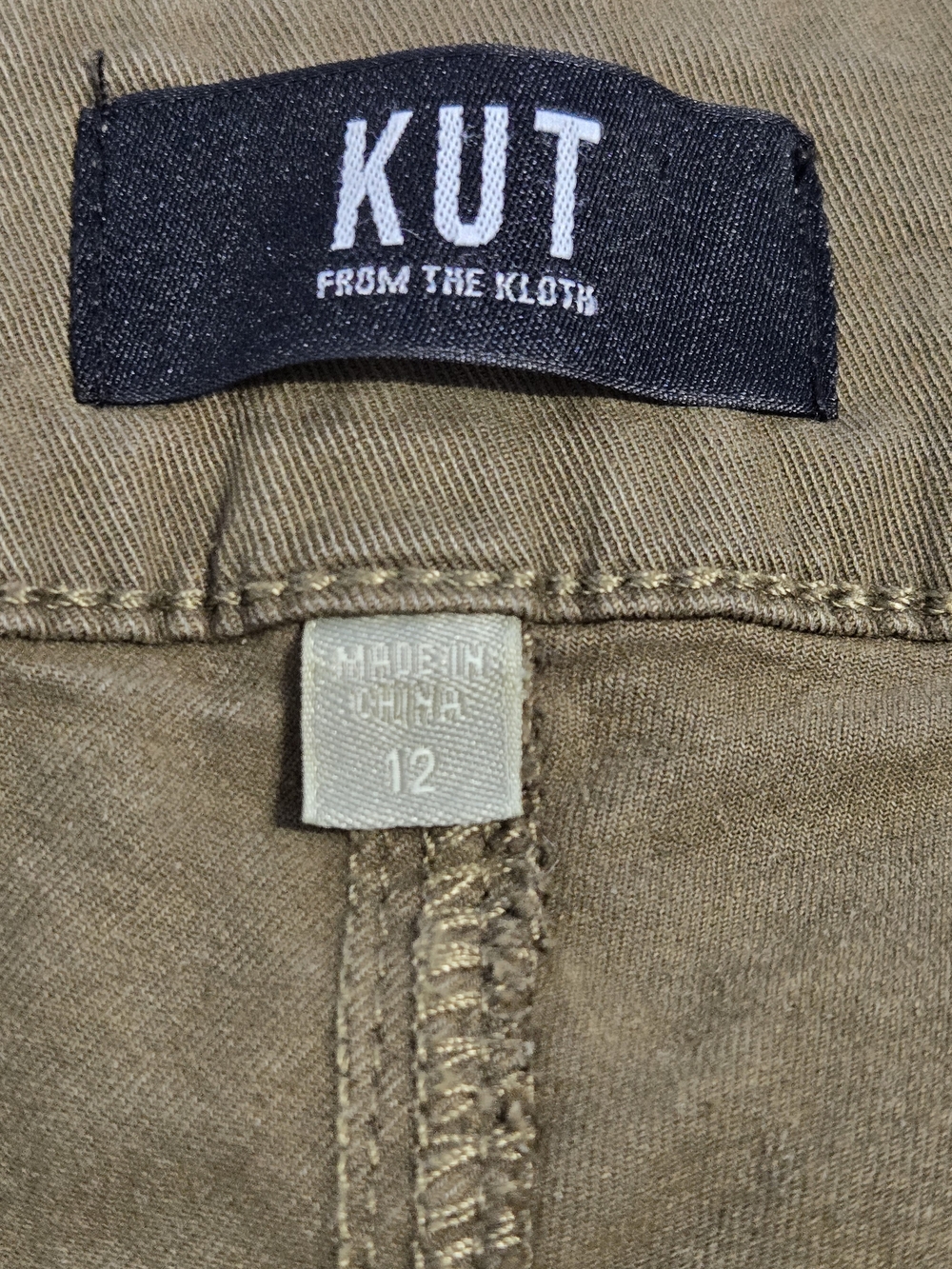 KUT from the Kloth Charlotte High Rise Wide Leg Pants Olive Green Size 12 - Picture 3 of 6